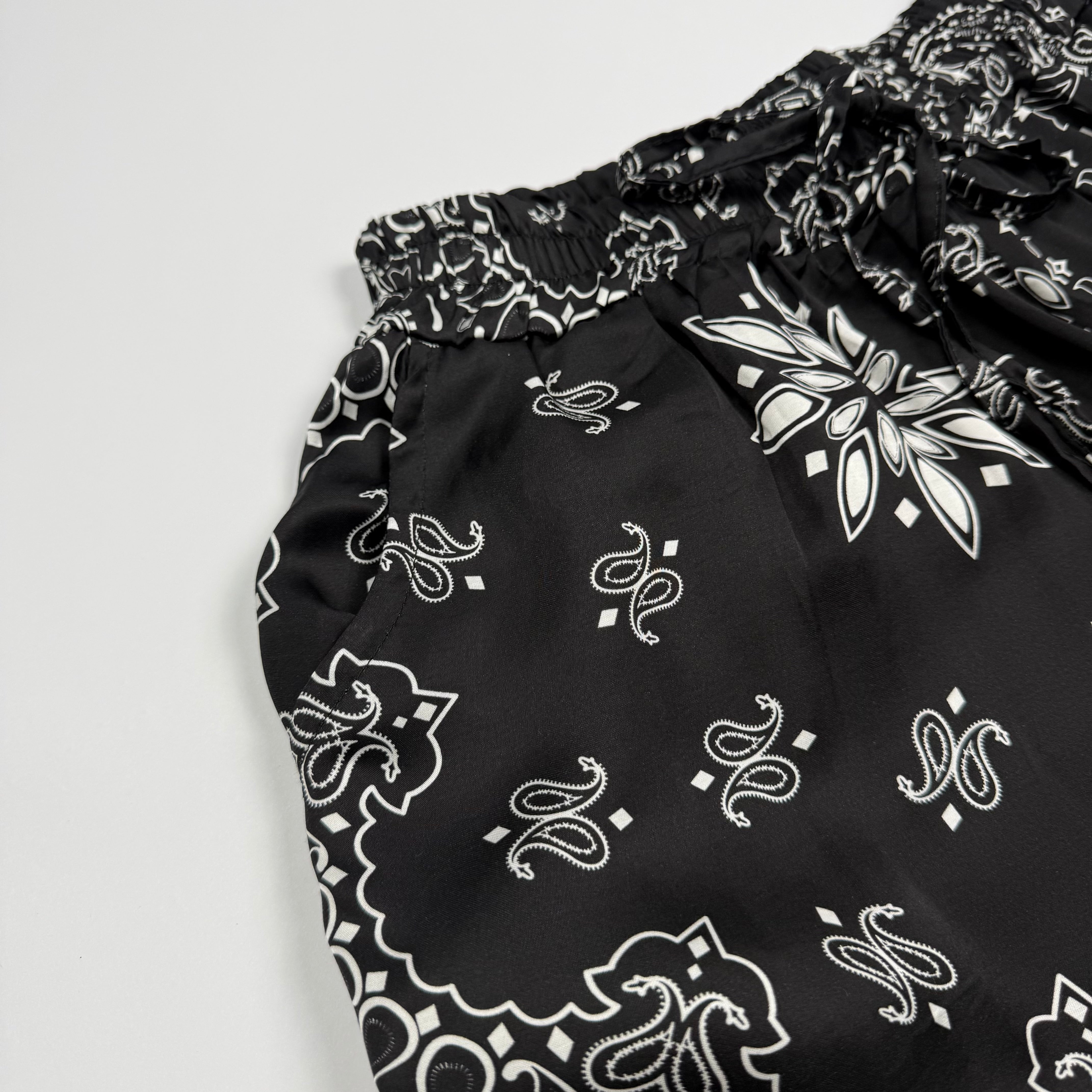 ‘INKED’ BLACK BANDANA SILK TROUSERS CO-ORD