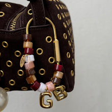 Load image into Gallery viewer, ´AUTUMNAL’ BALLOON INITIAL BEADED BOOM BESPOKE BRASS BAG CHARM/KEYRING
