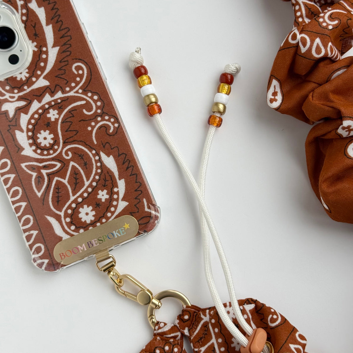 TAN BANDANA ADJUSTABLE CROSSBODY PHONE STRAP