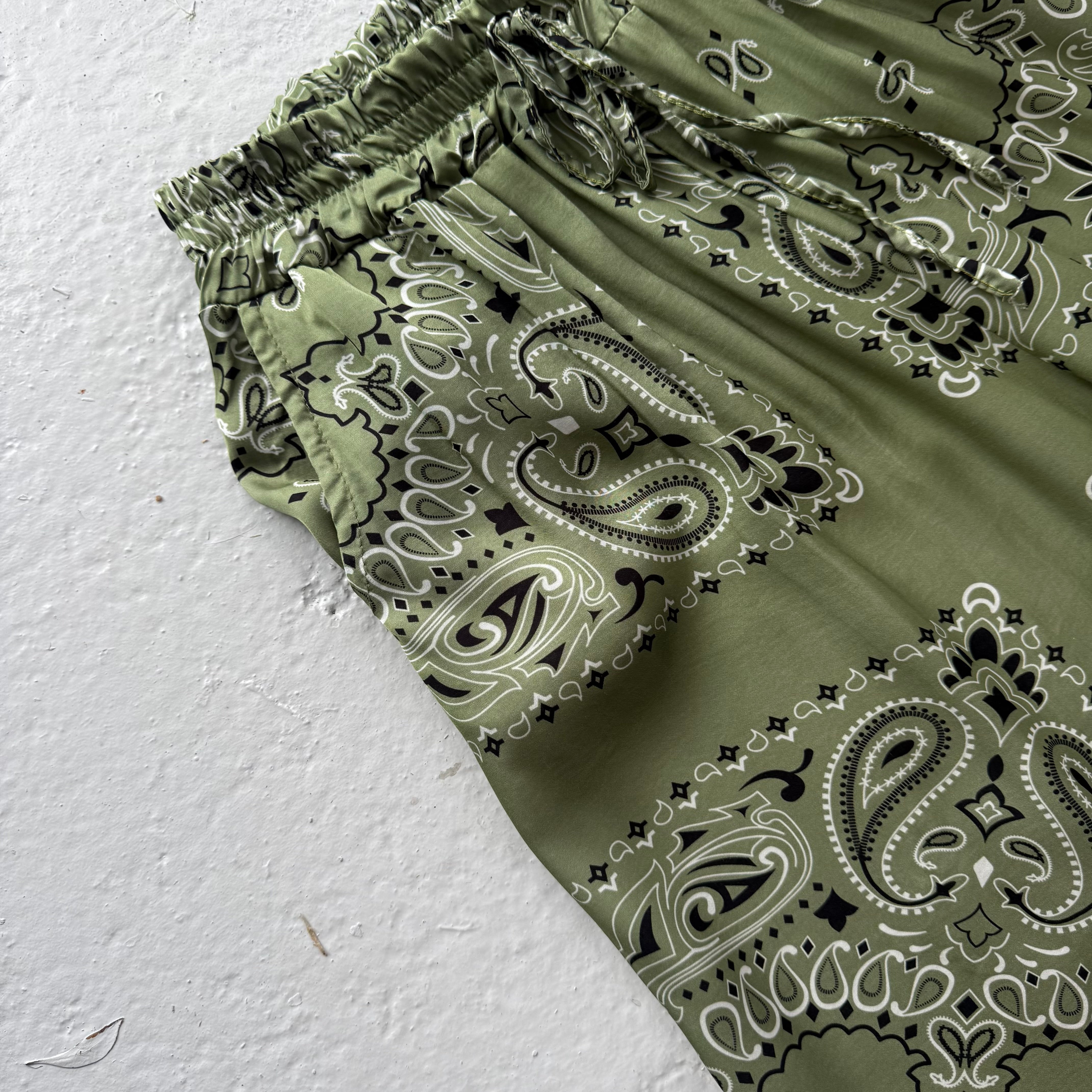 ‘ALOE’ GREEN BANDANA SILK TROUSERS CO-ORD