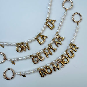 BALLOON LETTER FRESH WATER PEARL BOOM BESPOKE BAG CHARM
