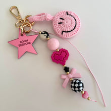 Load image into Gallery viewer, PINK SMILEY BOOM BESPOKE BAG CHARM/KEYRING
