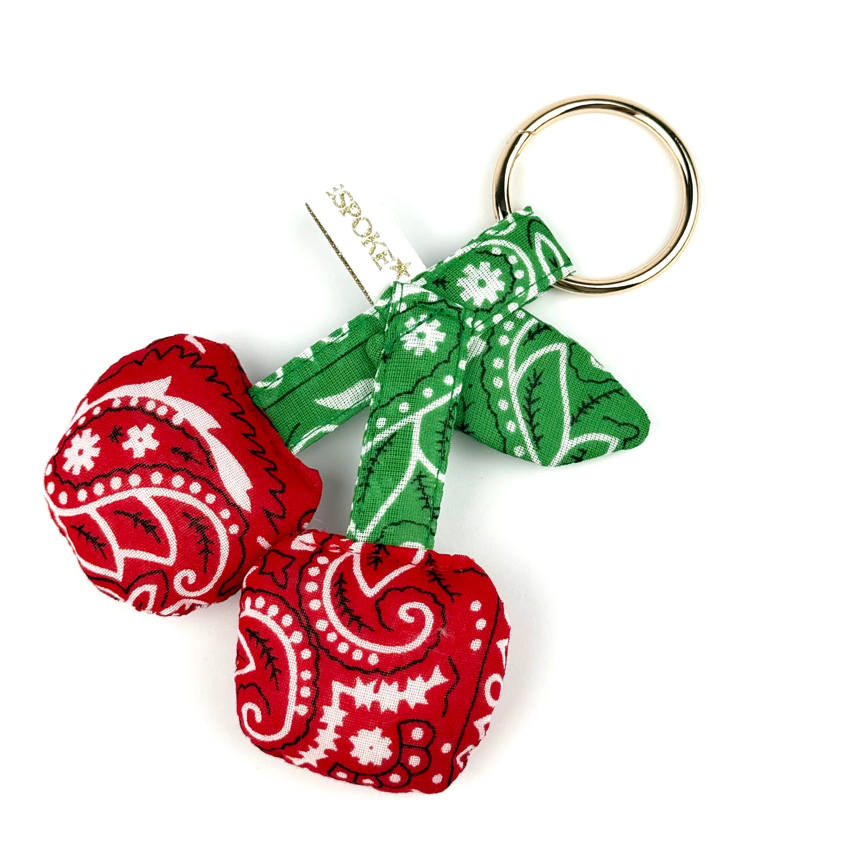 ‘CHERRY ON TOP’ BOOM PUFFY BANDANA CHERRIES BAG CHARM