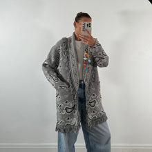 Load image into Gallery viewer, PREORDER ‘SMOKE’ BANDANA KNIT BELTED LONGLINE CARDIGAN
