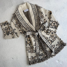 Load image into Gallery viewer, ‘OAT’ BANDANA KNIT BELTED LONGLINE CARDIGAN

