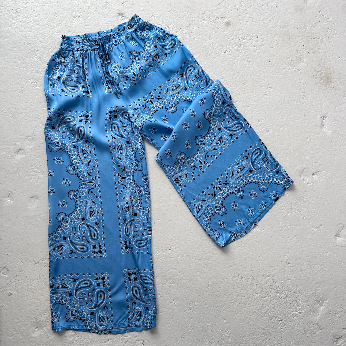 ‘AZURE’ BLUE BANDANA SILK TROUSERS CO-ORD