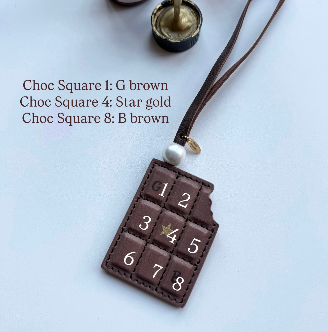 ‘BOOM BAR’ LEATHER CHOCOLATE BAR BAG CHARM BY BOOM BESPOKE