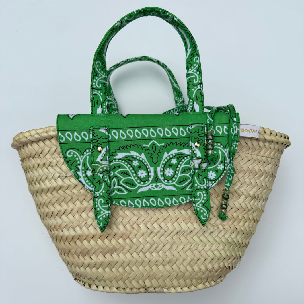 ‘PALM’ GREEN BANDANA BASKET BAG BY BOOM BESPOKE