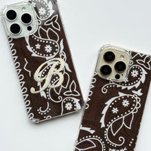 Load image into Gallery viewer, BROWN EMBROIDERED BANDANA PHONE INSERT WITH CASE
