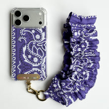 Load image into Gallery viewer, LILAC RUFFLE BANDANA WRISTLET  PHONE STRAP

