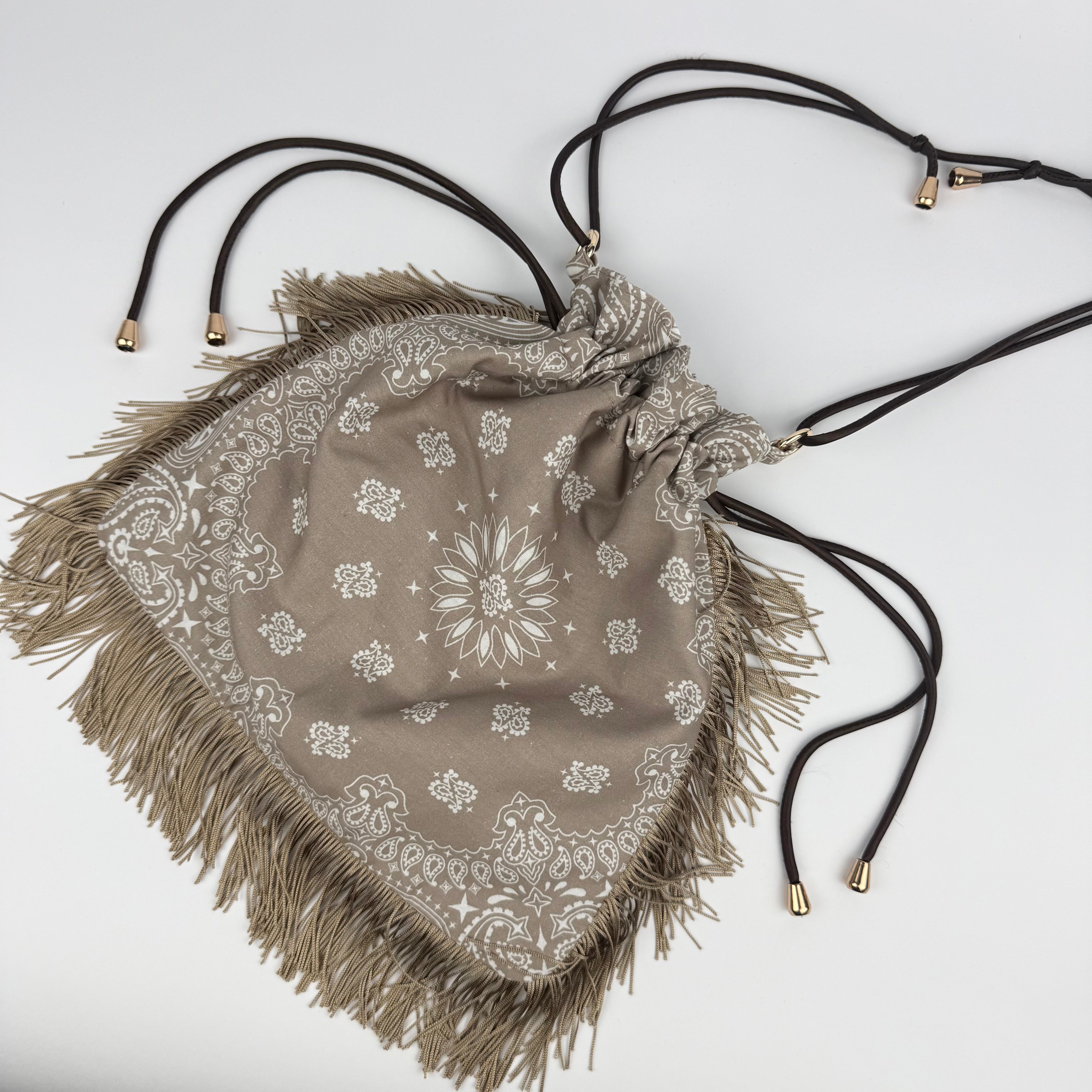 'TRUFFLE' TAUPE BANDANA POUCH BAG