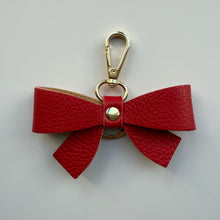 Load image into Gallery viewer, ‘SANTA’ RED BOOM BOW LEATHER KEYRING BAG CHARM
