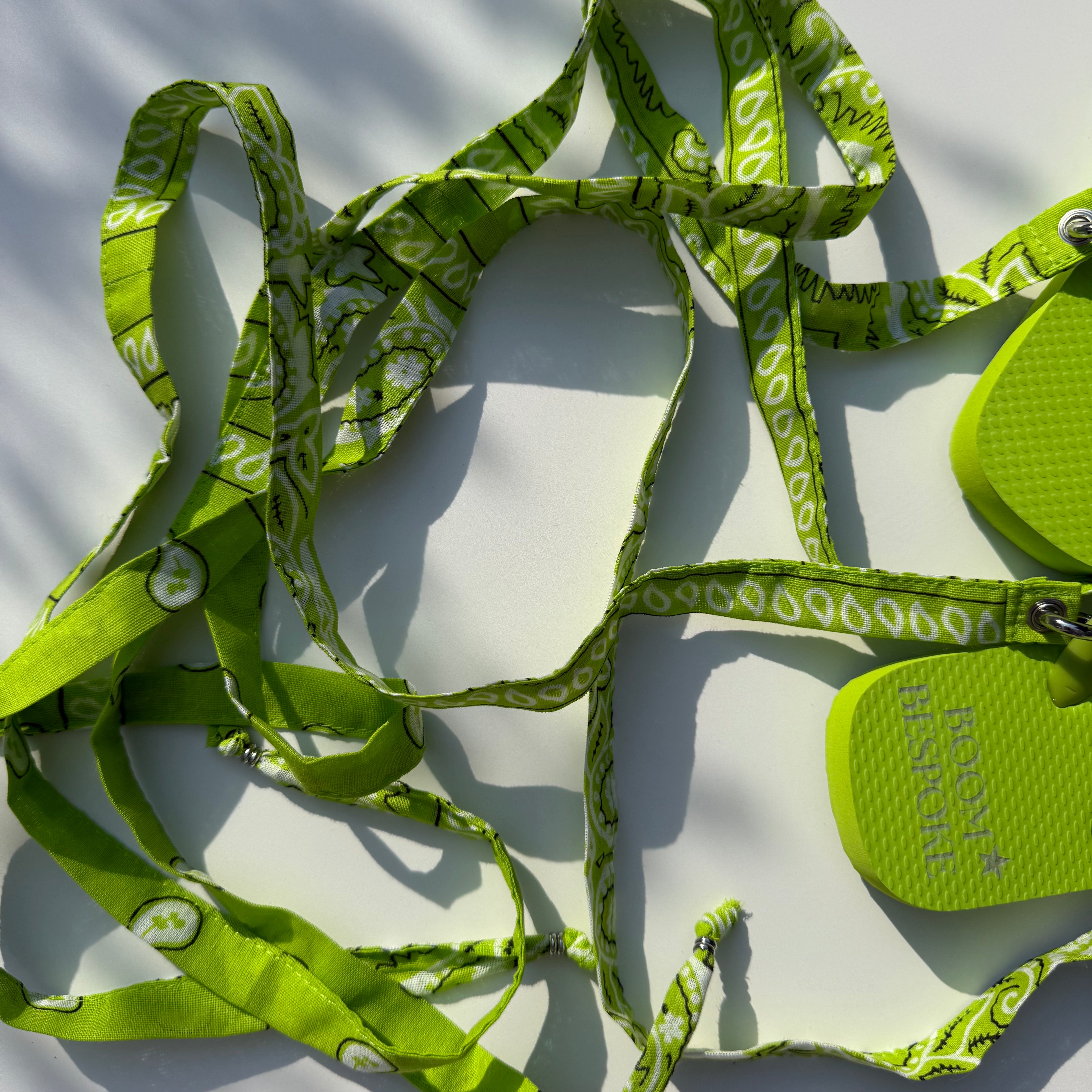 ‘LIME’ GREEN BANDANA HAVAIANAS TOP FLIP FLOPS BY BOOM BESPOKE