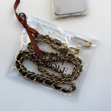 Load image into Gallery viewer, ‘ESPRESSO’ BROWN LEATHER GOLD CHAIN CROSSBODY PHONE STRAP
