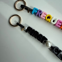 Load image into Gallery viewer, ‘TRAVEL’ CHUNKY LEATHER BEADED BAG CHARM BY BOOM BESPOKE
