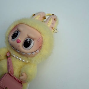 ‘PINK LEATHER BAG’ LETS CHECKMATE YELLOW BOOM BESPOKE LABUBU