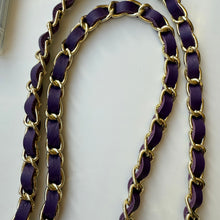 Load image into Gallery viewer, ‘DEEP LAVENDER’ PURPLE LEATHER GOLD CHAIN CROSSBODY PHONE STRAP
