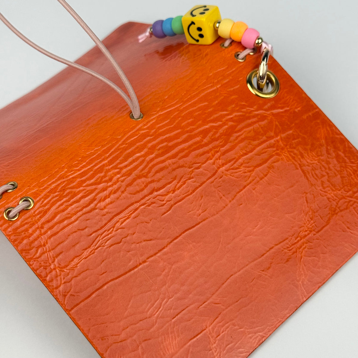 ORANGE LEATHER BOOM BINDER POCKET SIZE JOURNAL COVER