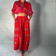 Load image into Gallery viewer, ‘CHERRY’ RED BANDANA SILK SKIRT CO-ORD
