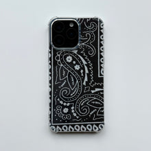 Load image into Gallery viewer, BLACK EMBROIDERED BANDANA PHONE INSERT WITH CASE
