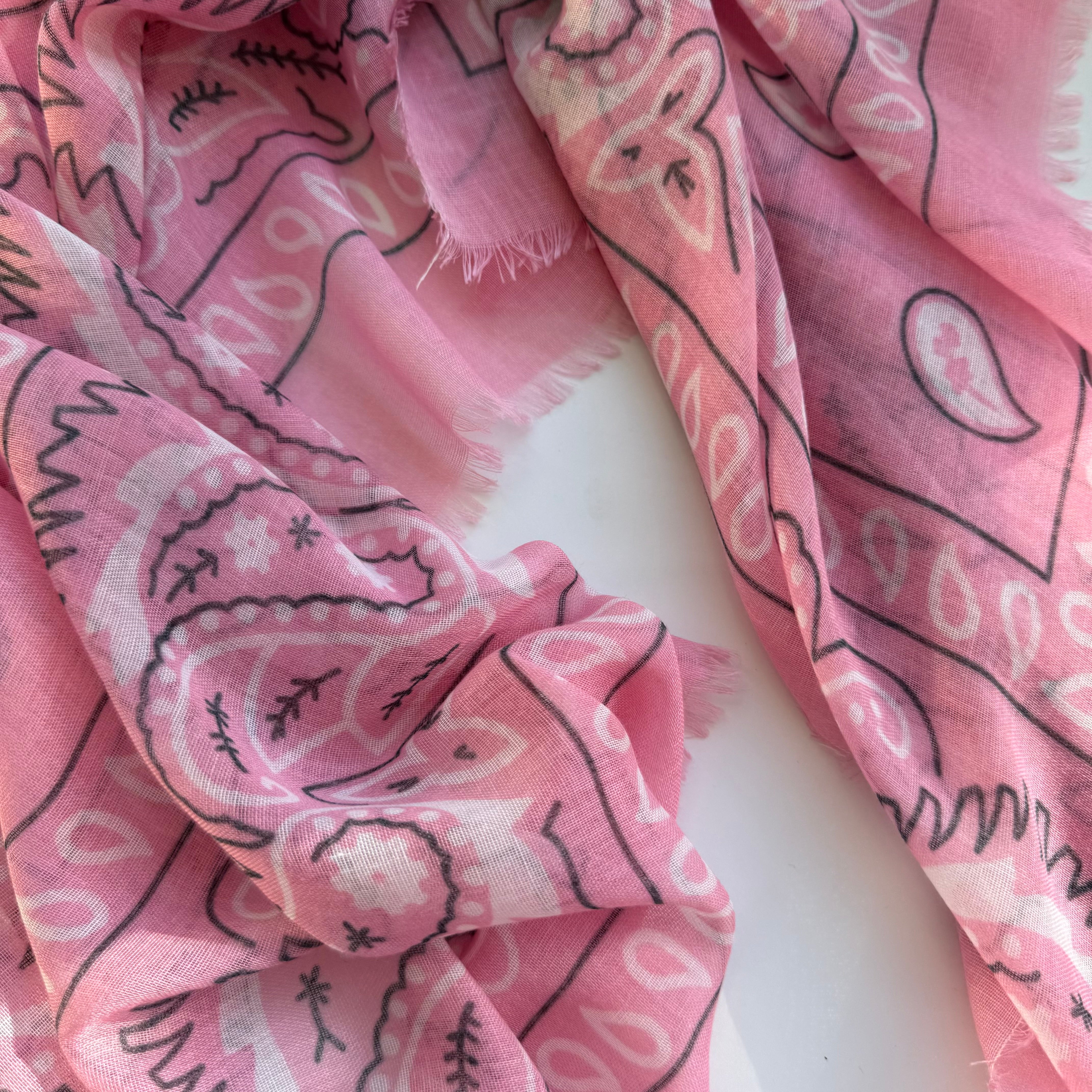 ‘CANDY FLOSS’ PINK THE MULTIWAY SQUARE BANDANA SCARF
