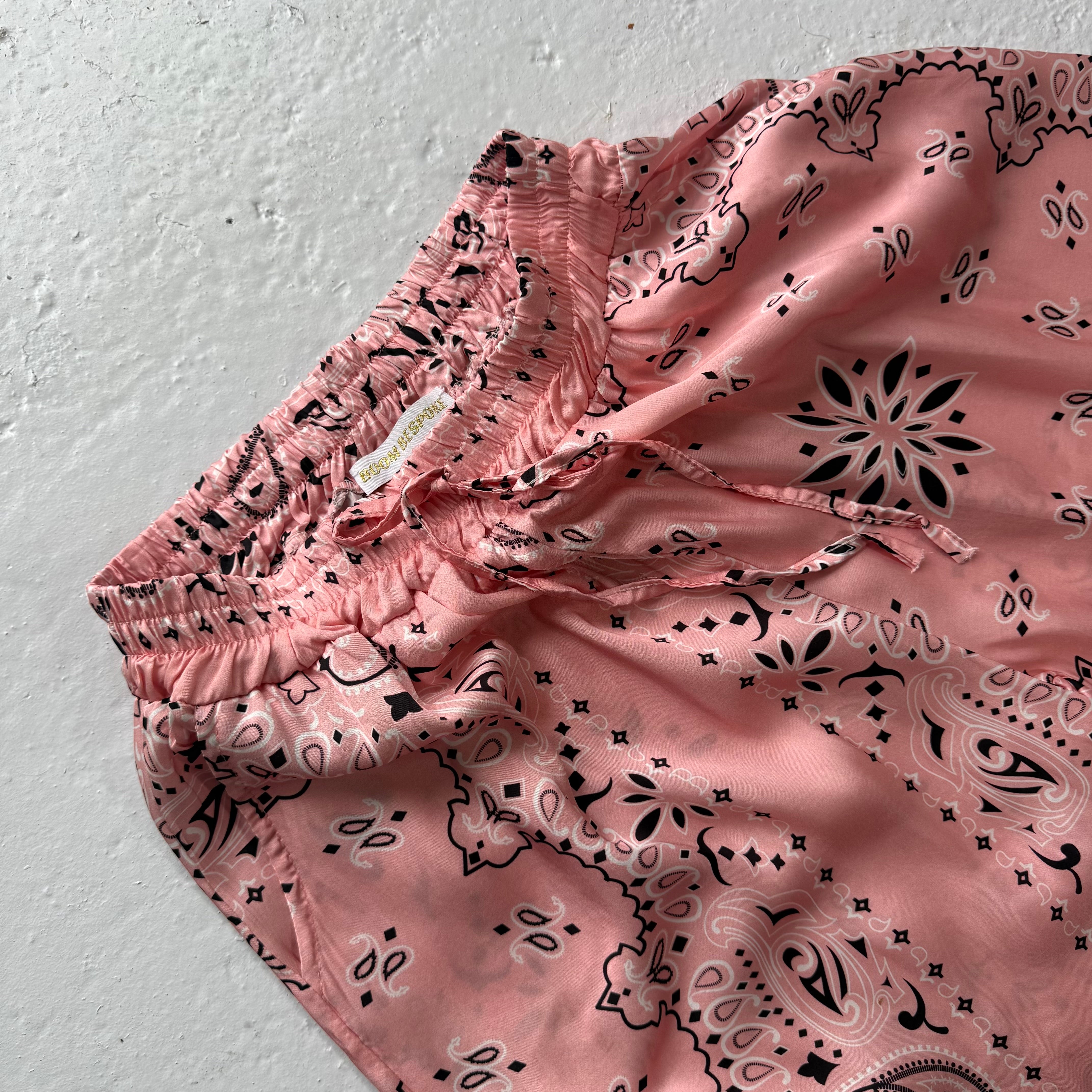 ‘ROSÉ’ PINK BANDANA SILK TROUSERS CO-ORD