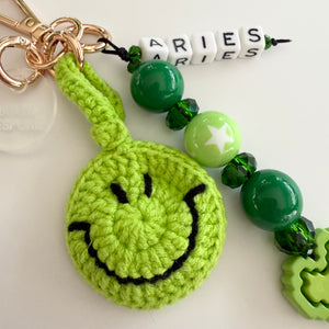 GREEN SMILEY BOOM BESPOKE BAG CHARM/KEYRING