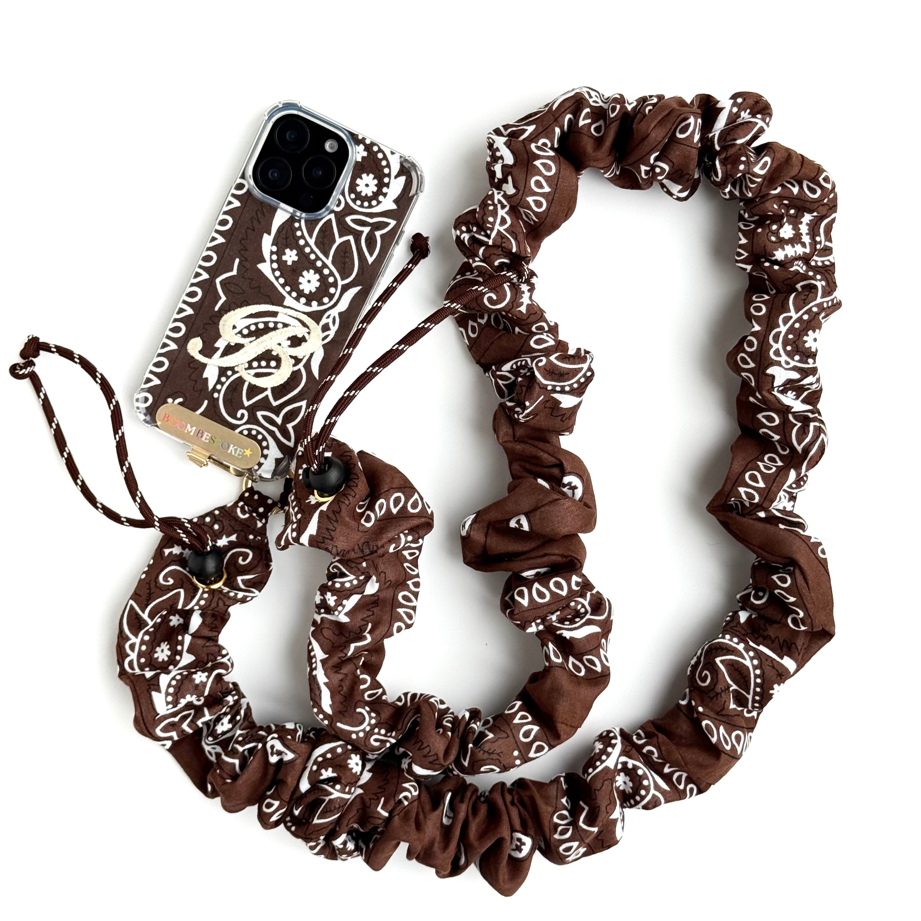 BROWN BANDANA ADJUSTABLE CROSSBODY PHONE STRAP