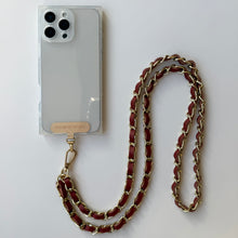Load image into Gallery viewer, ‘RUST’ BURNT ORANGE LEATHER GOLD CHAIN CROSSBODY PHONE STRAP
