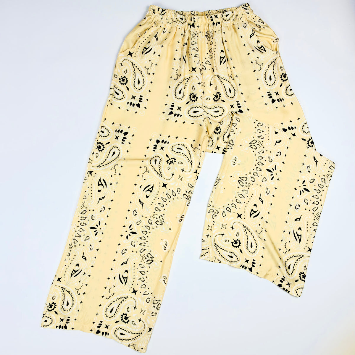 'LEMON SORBET' YELLOW BANDANA SILKY SHIRT & TROUSER SET