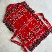 Load image into Gallery viewer, PREORDER ‘HEART’ BANDANA KNIT BELTED LONGLINE SLEEVELESS CARDIGAN
