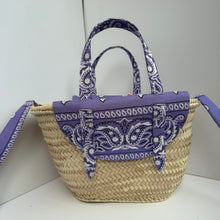 Load image into Gallery viewer, TWELVE ‘SORBET’ LILAC BANDANA BASKET BAG BY BOOM BESPOKE
