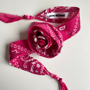 BUBBLEGUM PINK BANDANA ROSE CHOKER BY BOOM BESPOKE