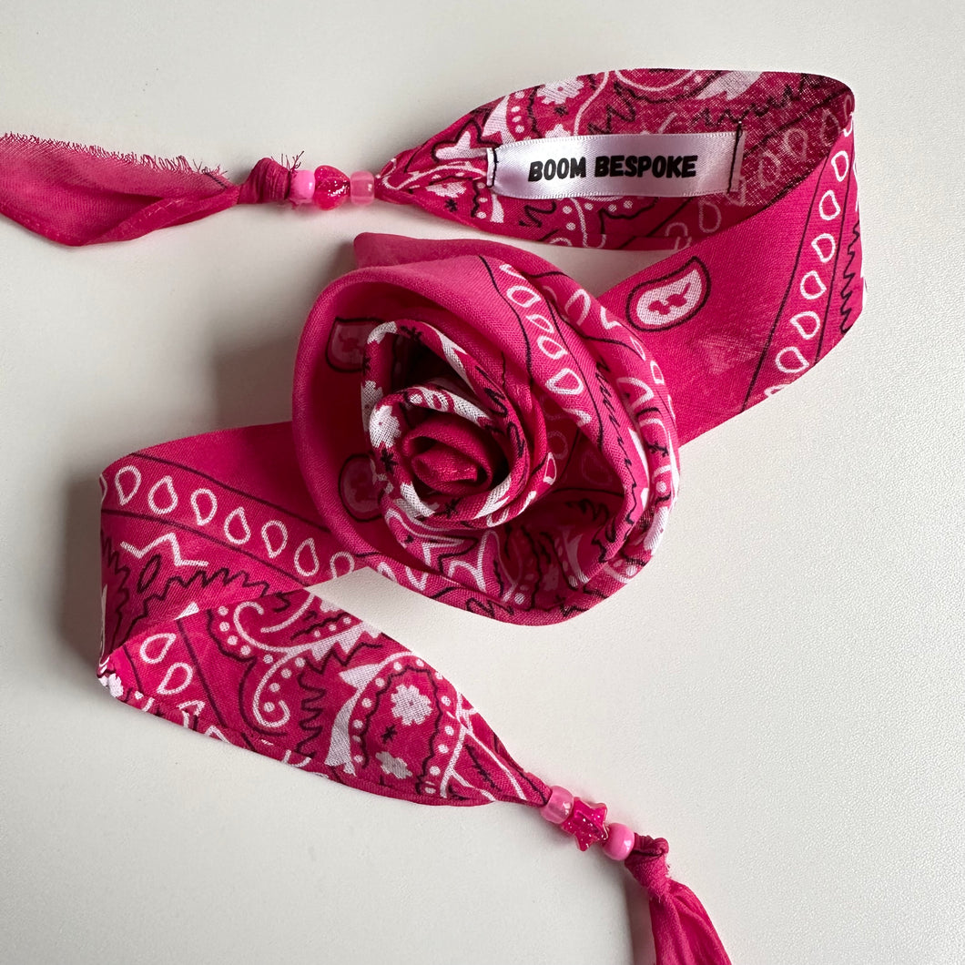 BUBBLEGUM PINK BANDANA ROSE CHOKER BY BOOM BESPOKE