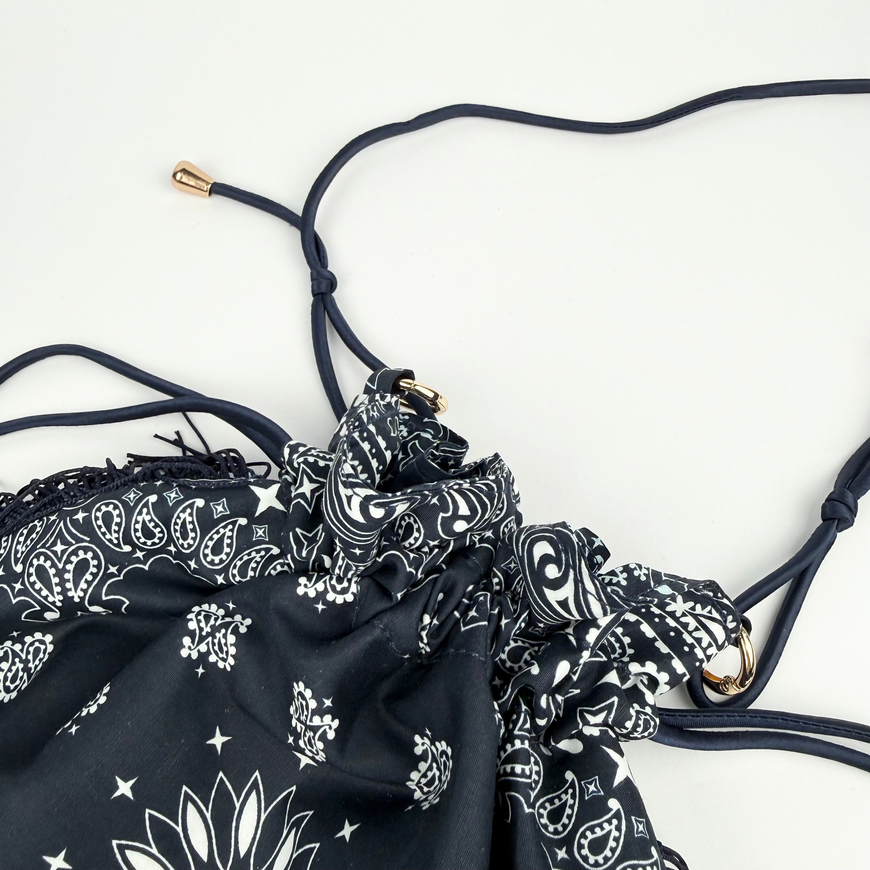 'MAJESTY' NAVY BLUE BANDANA POUCH BAG
