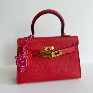 ‘THE BOOM BAG’ RED SAFFIANO VEGAN LEATHER DOUBLE STRAP BAG