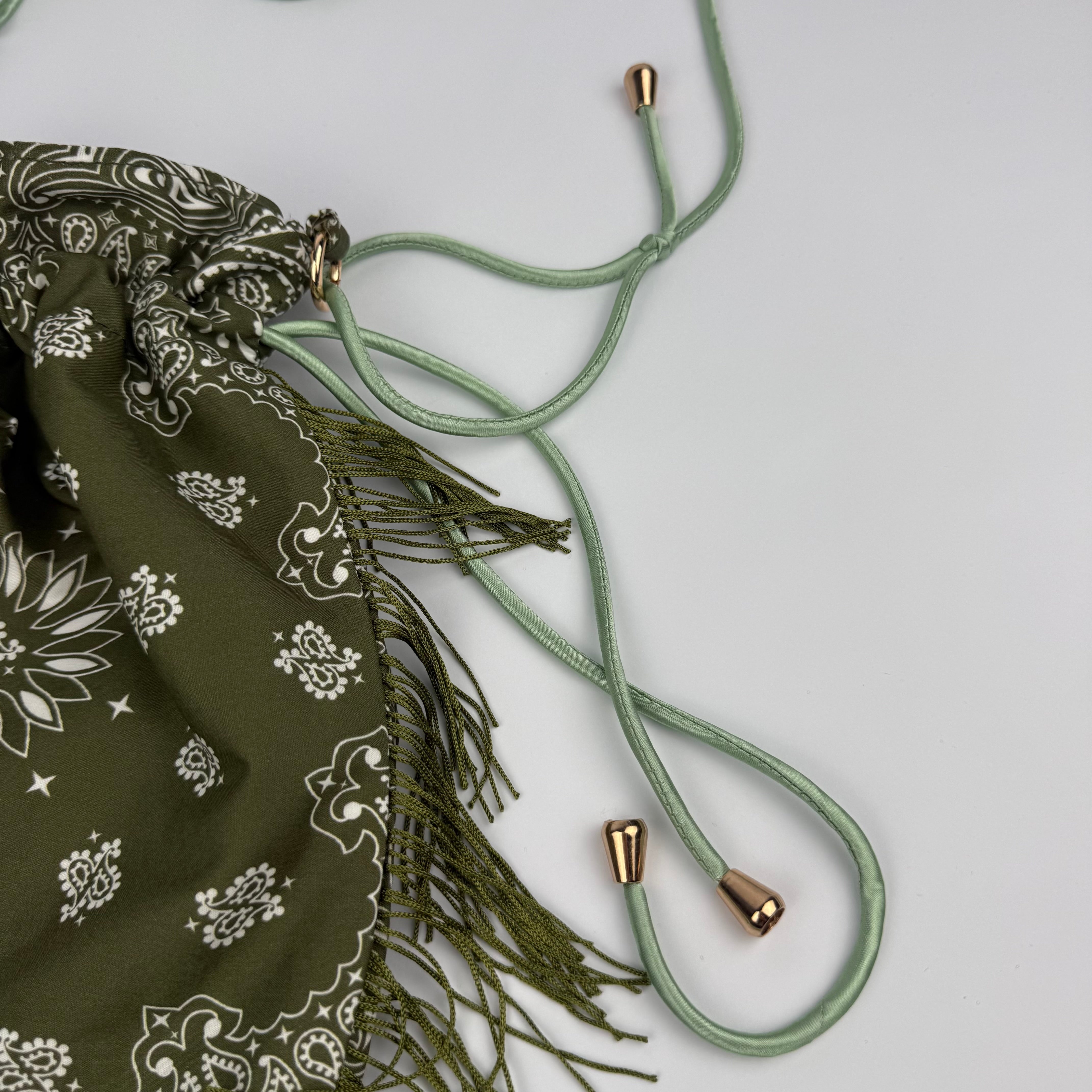'MOSS' GREEN BANDANA POUCH BAG