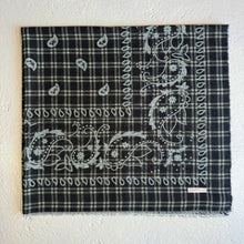 Load image into Gallery viewer, ‘CHARCOAL’ BLACK CHEQUERED FINE KNIT BANDANA SCARF

