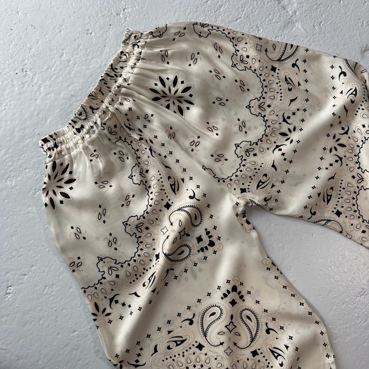 ‘COCONUT’ CREAM BANDANA SILK TROUSERS CO-ORD