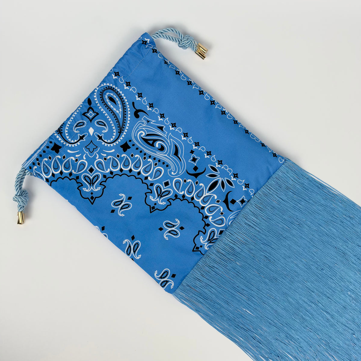 THE NANAN BLUE FRINGE POUCH BAG