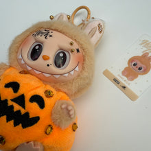 Load image into Gallery viewer, ‘TRICK’ SWAROVSKI PUMPKIN BABA HAVE A SEAT BOOM BESPOKE LABUBU
