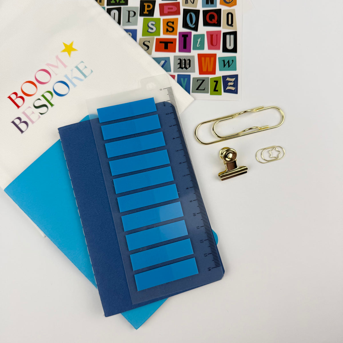 BLUE LEATHER BOOM BINDER POCKET SIZE JOURNAL COVER