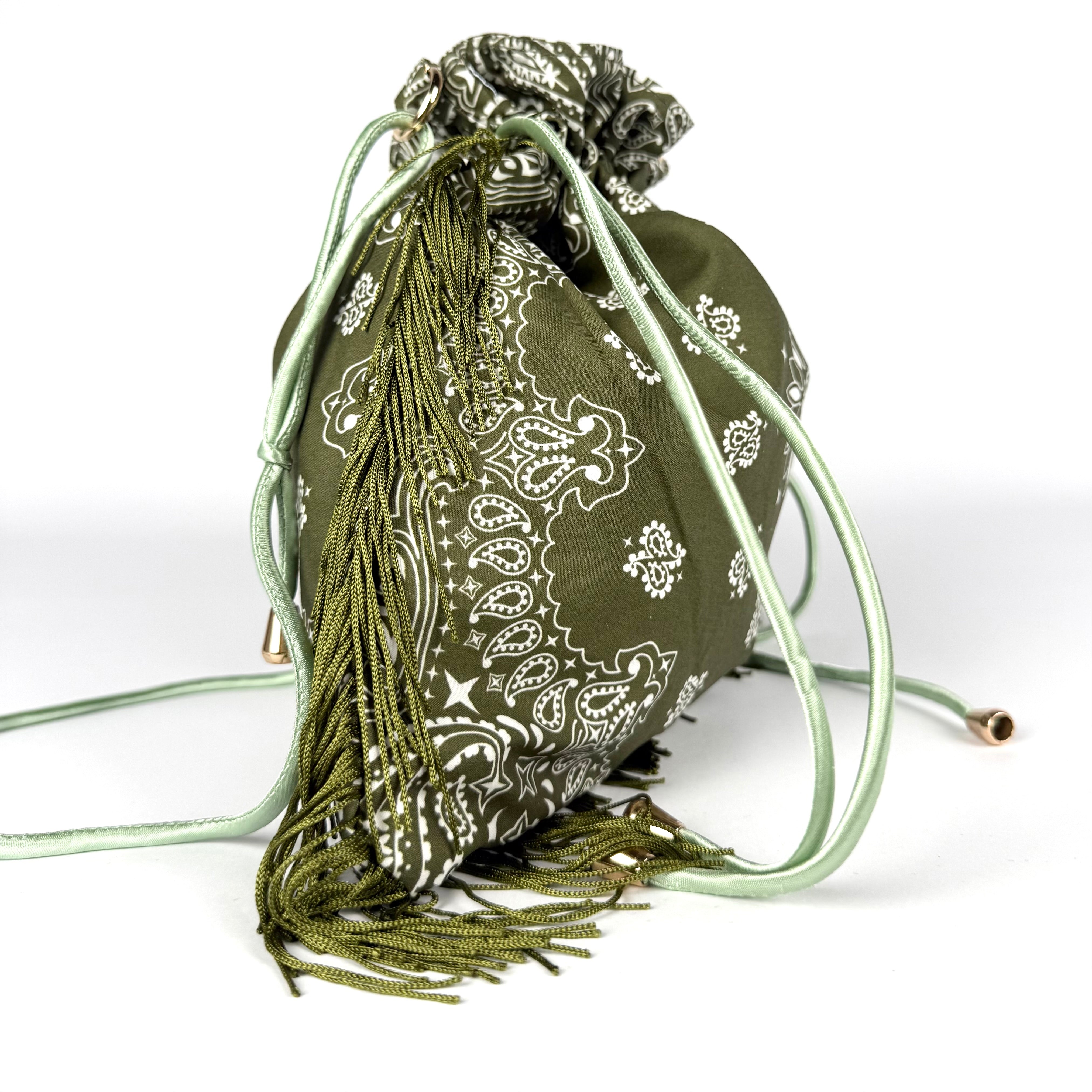 'MOSS' GREEN BANDANA POUCH BAG