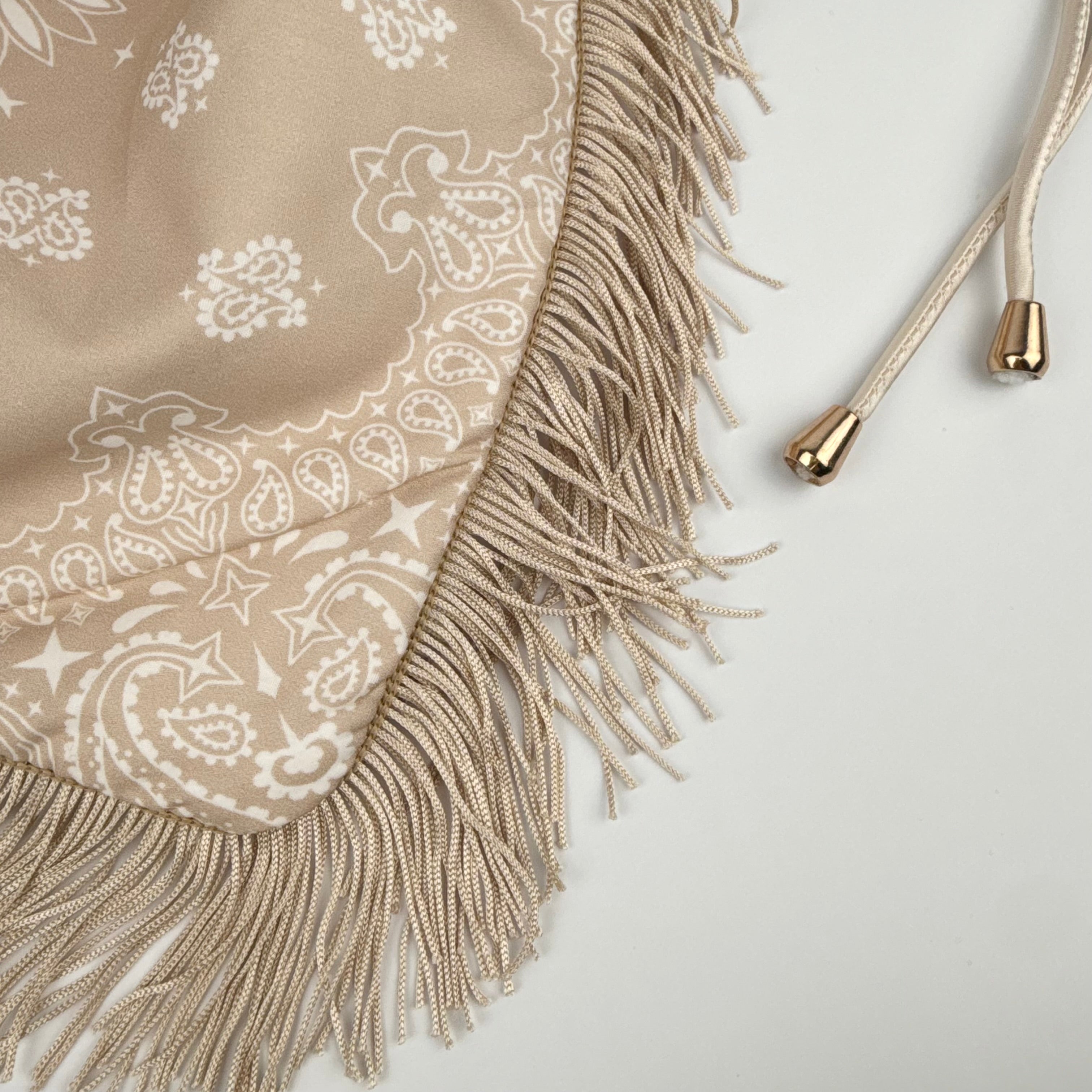 'CHAMPAGNE' LIGHT BEIGE BANDANA POUCH BAG