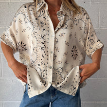 Load image into Gallery viewer, ‘COCONUT’ CREAM BANDANA SILK SHIRT CO-ORD
