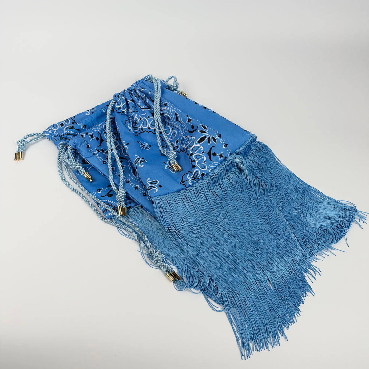 THE NANAN BLUE FRINGE POUCH BAG
