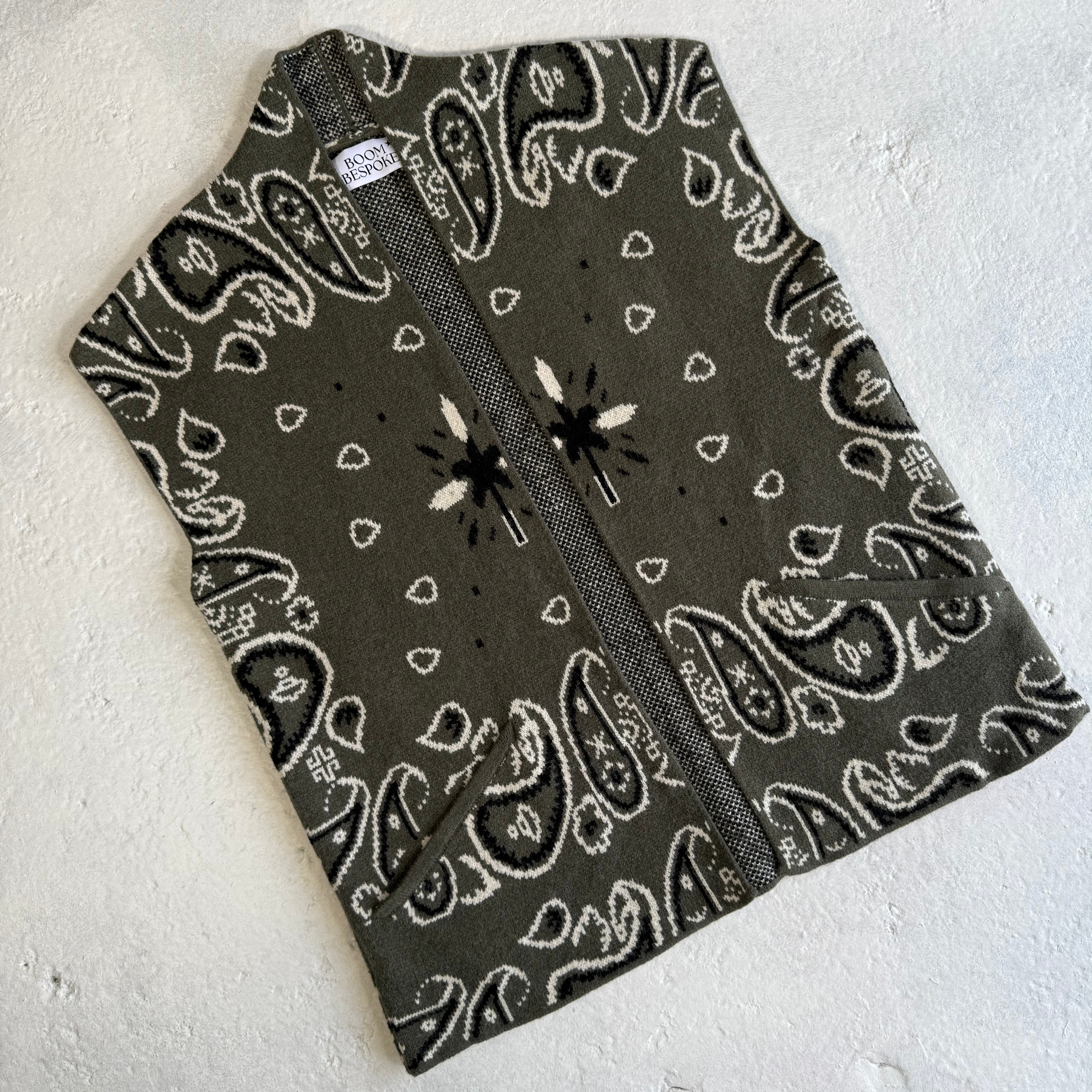 ‘OLIVE’ BANDANA KNIT GILET