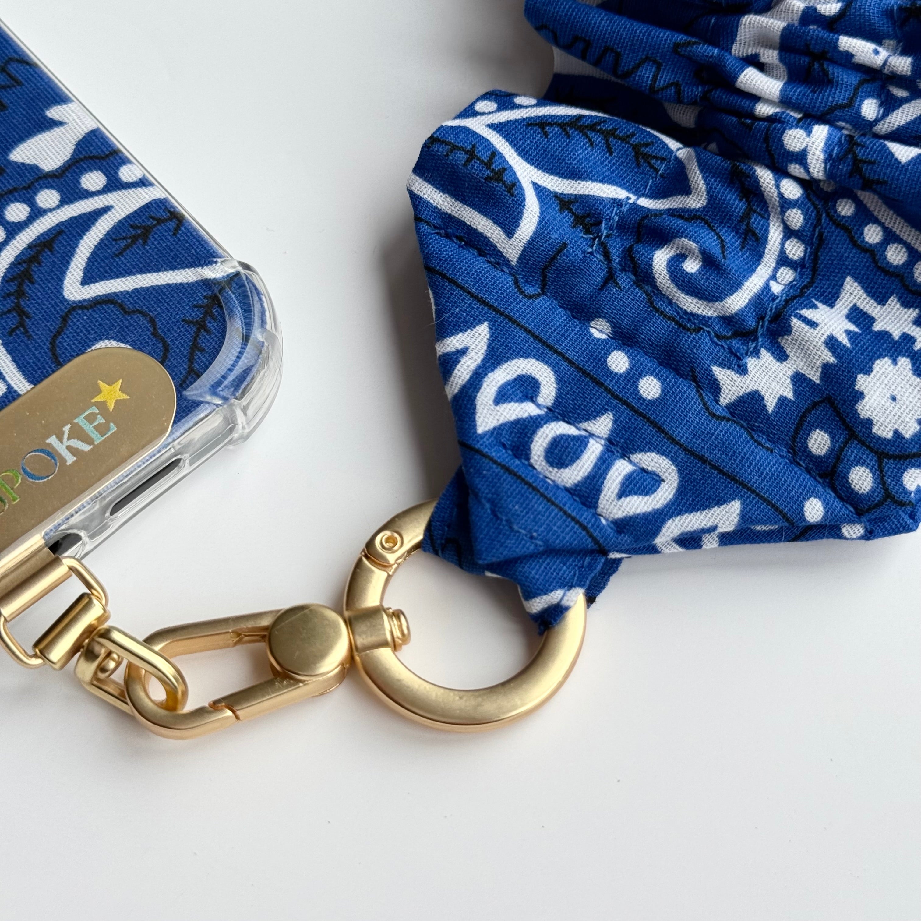 ELECTRIC BLUE RUFFLE BANDANA WRISTLET  PHONE STRAP