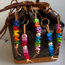 Load image into Gallery viewer, ‘MUM’ CHUNKY LEATHER BEADED BAG CHARM BY BOOM BESPOKE
