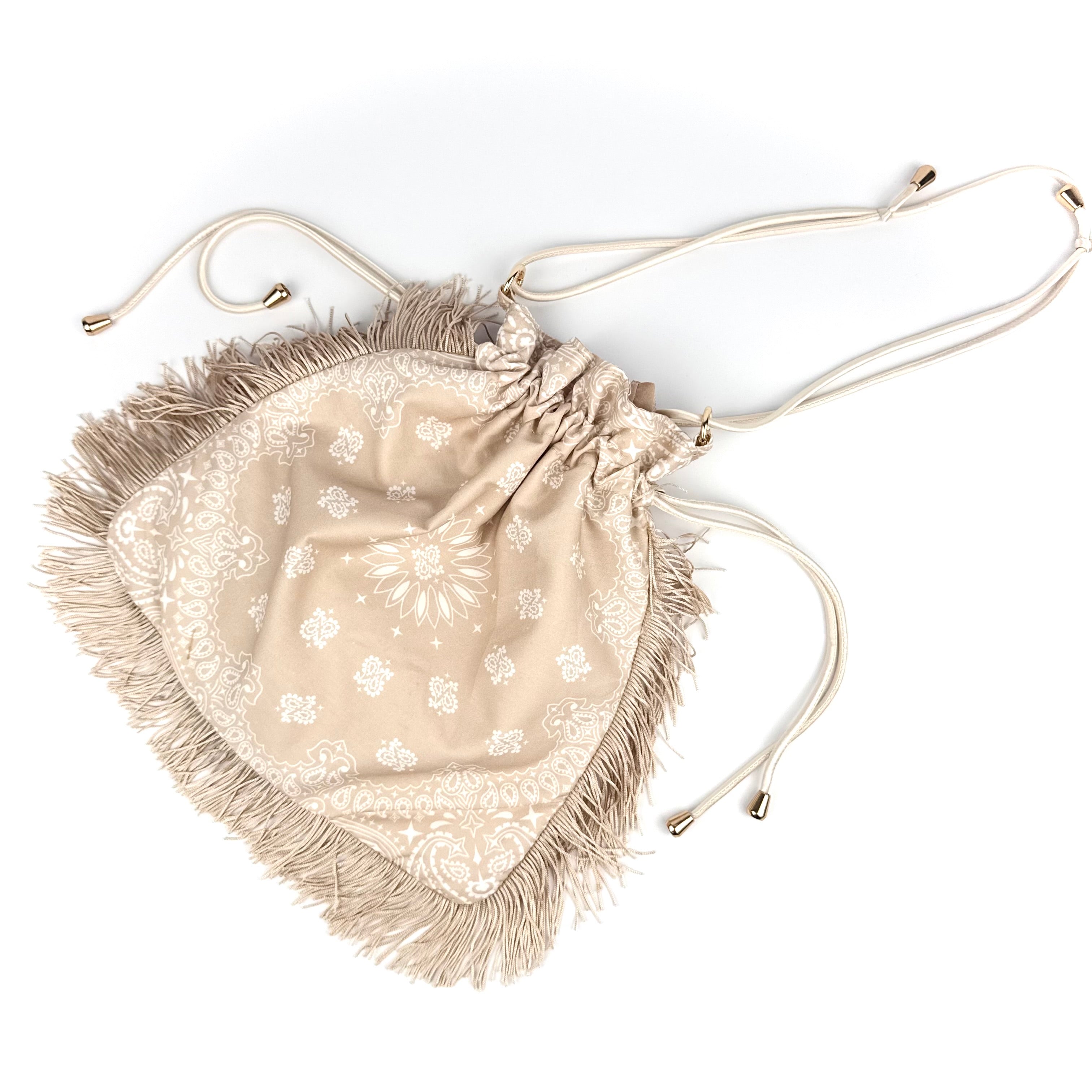 'CHAMPAGNE' LIGHT BEIGE BANDANA POUCH BAG